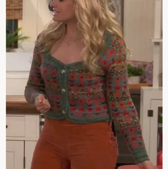 NWT Zara Floral Jacquard Knit Cropped Long Sleeve Button Front Cardigan - Picture 12 of 12